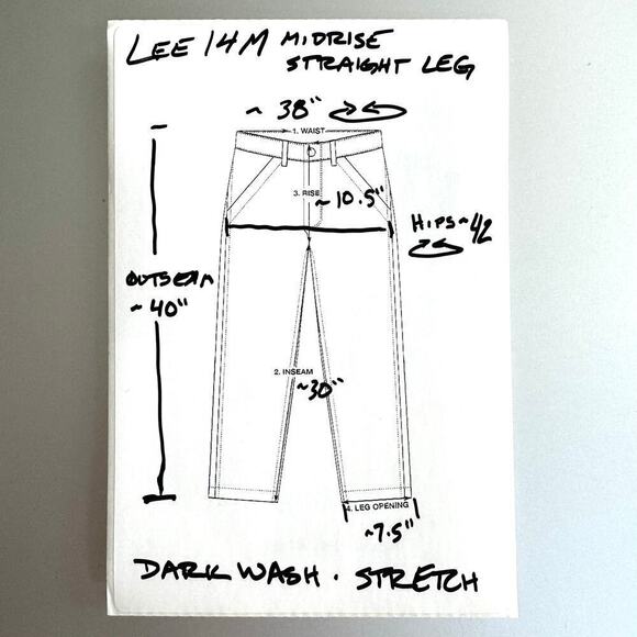 LEE Women's sz 14M (38x30) Jeans Stretch Midrise Straight Leg Dark Wash - Picture 5 of 5